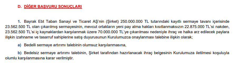 SPK 1 şirketin bedelsizini onayladı, bedellisini iptal etti HABERLER, Gündemdekiler, Şirket Haberleri Rota Borsa