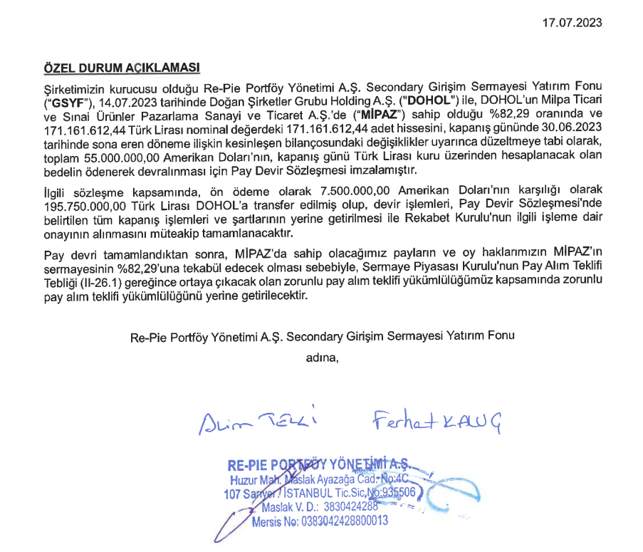 Doğan Holding, Milpa Ticaret hisselerini devrediyor! | Rota Borsa