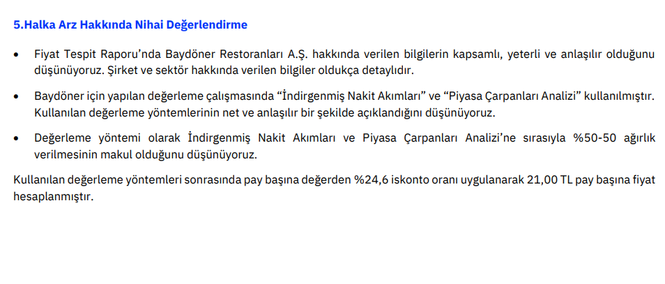 Gedik Yatırım'dan Baydöner (BYDNR) halka arz fiyatı yorumu HABERLER, Gündemdekiler, Şirket Haberleri Rota Borsa