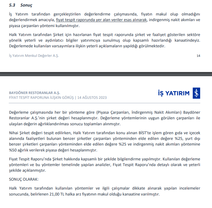 İş Yatırım'dan Baydöner (BYDNR) halka arz fiyatı yorumu | Rota Borsa