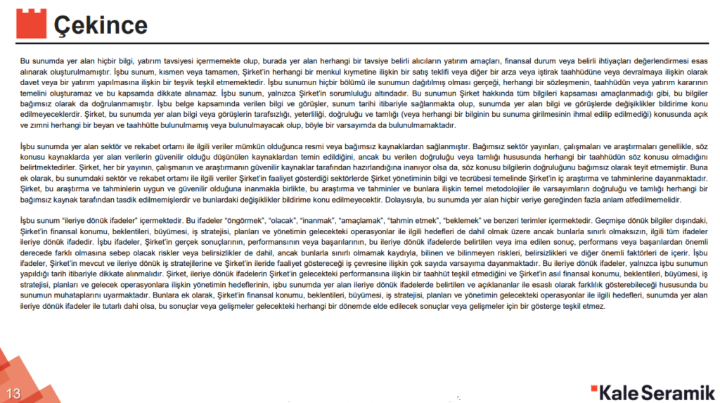 Kale Seramik bilanço değerlendirmesini ve yatırım planlarını açıkladı! HABERLER, Gündemdekiler, Şirket Haberleri Rota Borsa