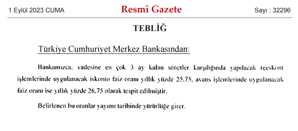 Merkez Bankası’ndan reeskont ve avans faiz oranları hakkında yeni karar HABERLER, Ekonomi Haberleri, Gündemdekiler Rota Borsa