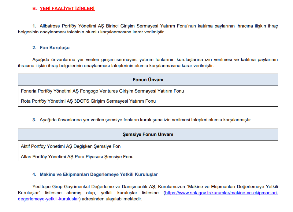 SPK'dan yeni faaliyet izinleri | Rota Borsa