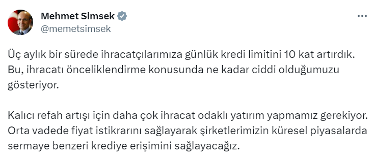 Bakan Şimşek'ten yeni açıklama | Rota Borsa