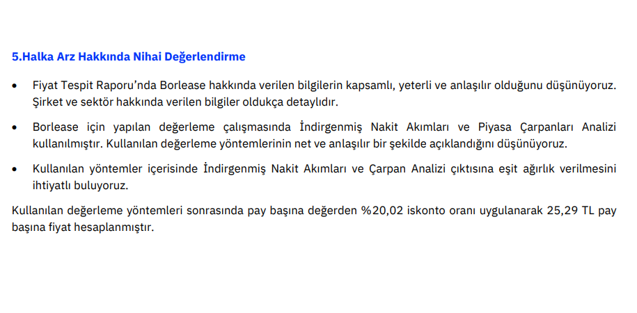 Gedik Yatırım'dan Borlease Otomotiv (BORLS) halka arz fiyatı yorumu HABERLER, Gündemdekiler, Şirket Haberleri Rota Borsa