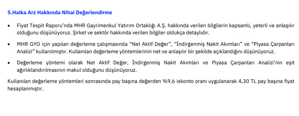 Gedik Yatırım'dan MHR GYO (MHRGY) halka arz fiyatı yorumu | Rota Borsa