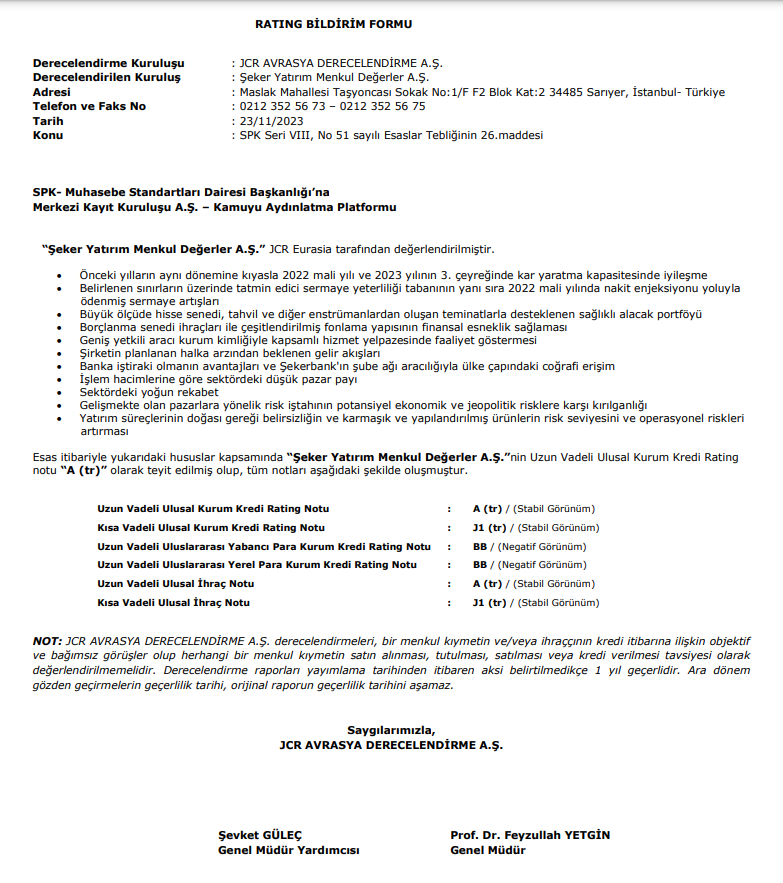 Şeker Yatırım (SKYMD) kredi derecelendirme notu açıklandı! | Rota Borsa