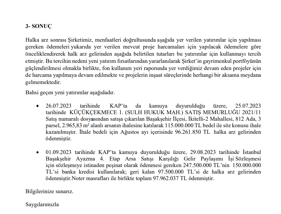 Fuzul GYO (FZLGY) halka arz gelirinin kullanım yerlerini açıkladı! | Rota Borsa