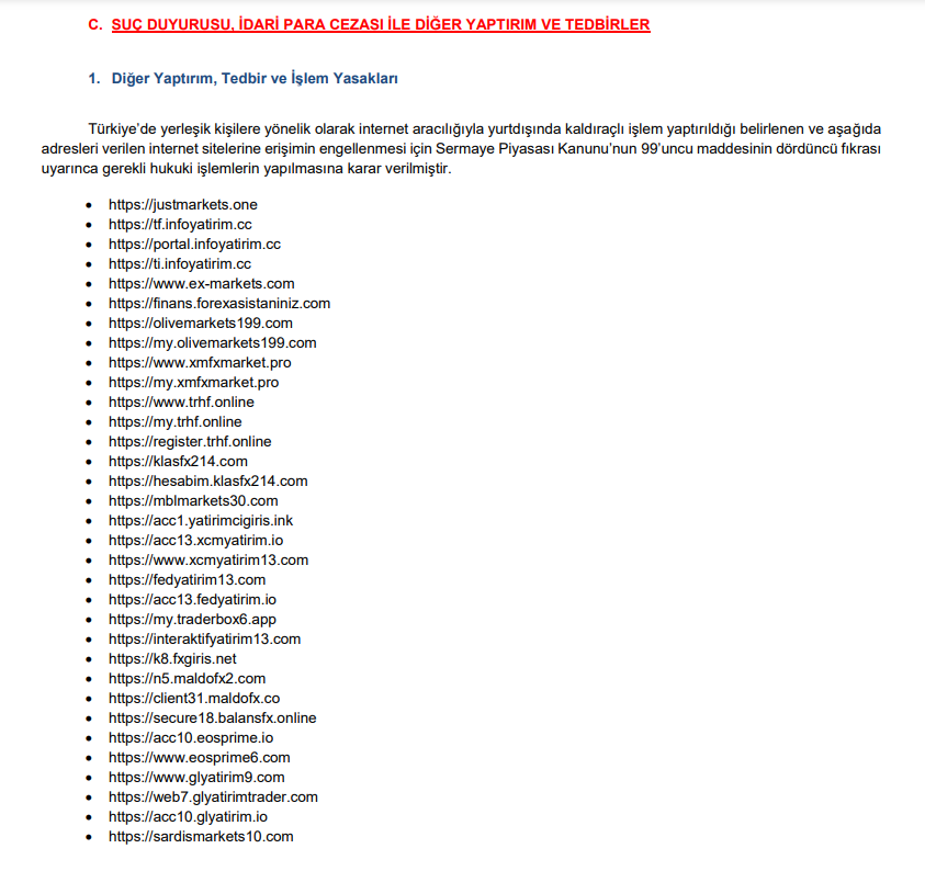 SPK açıkladı! Bu 33 siteye yasak geliyor! HABERLER, Gündemdekiler, Şirket Haberleri Rota Borsa