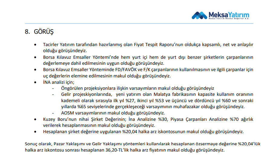 Meksa Yatırım’dan Kuzey Boru (KBORU) halka arz fiyatı yorumu | Rota Borsa