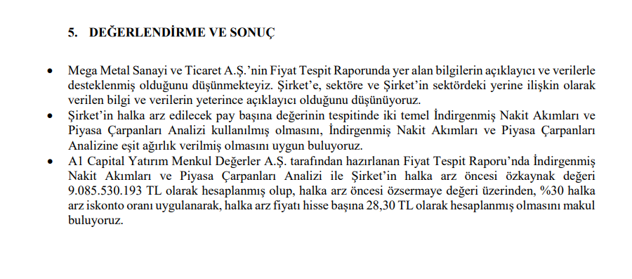 Marbaş Menkul'den Mega Metal (MEGMT) halka arz fiyatı yorumu | Rota Borsa