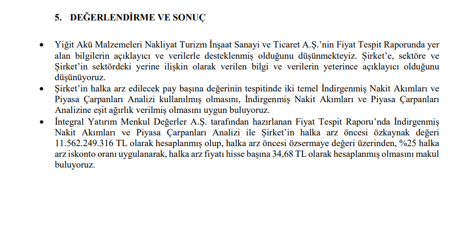 Marbaş Menkul'den Yiğit Akü (YIGIT) halka arz fiyatı yorumu HABERLER, Gündemdekiler, Şirket Haberleri Rota Borsa