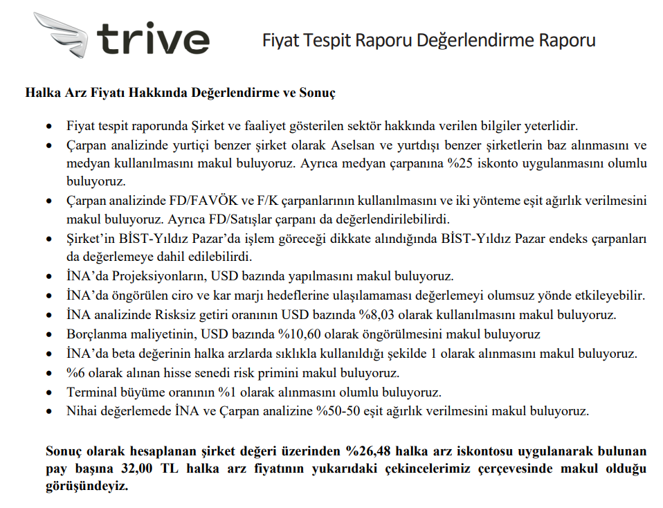 Trive Yatırım'dan Altınay Savunma (ALTNY) halka arz fiyatı yorumu | Rota Borsa