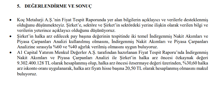 Marbaş Menkul'den Koç Metalurji (KOCMT) halka arz fiyatı yorumu Gündemdekiler, HABERLER, Şirket Haberleri Rota Borsa