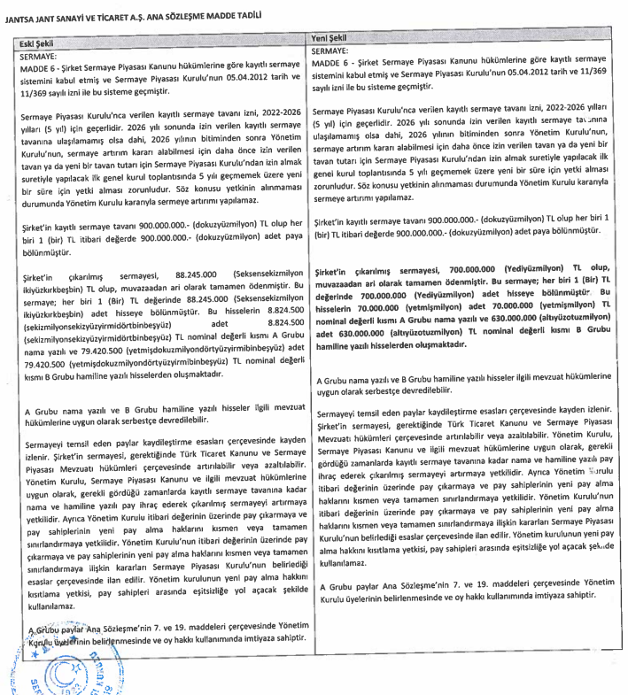 Jantsa'dan (JANTS) bedelsiz sermaye artırımı açıklaması! | Rota Borsa Jantsa'dan (JANTS) bedelsiz sermaye artırımı açıklaması! | Rota Borsa