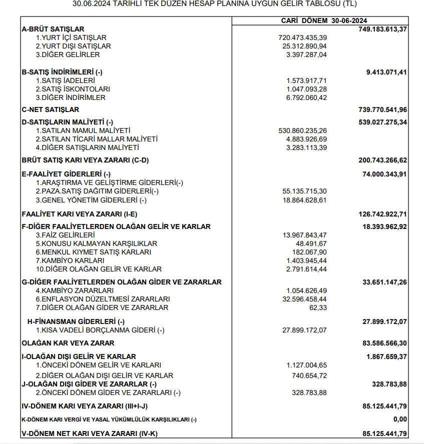 Seğmen Kardeşler Gıda (SEGMN) 2024 yılı 2.çeyrek VUK kayıtlarında geçen net kârını açıkladı! HABERLER, Gündemdekiler, Şirket Haberleri Rota Borsa