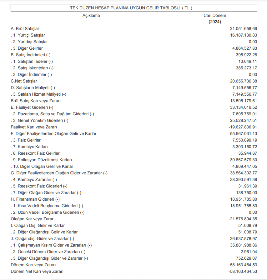 Tek-Art Turizm (TEKTU) 2024 yılı 2.çeyrek VUK kayıtlarında geçen net zararını açıkladı | Rota Borsa