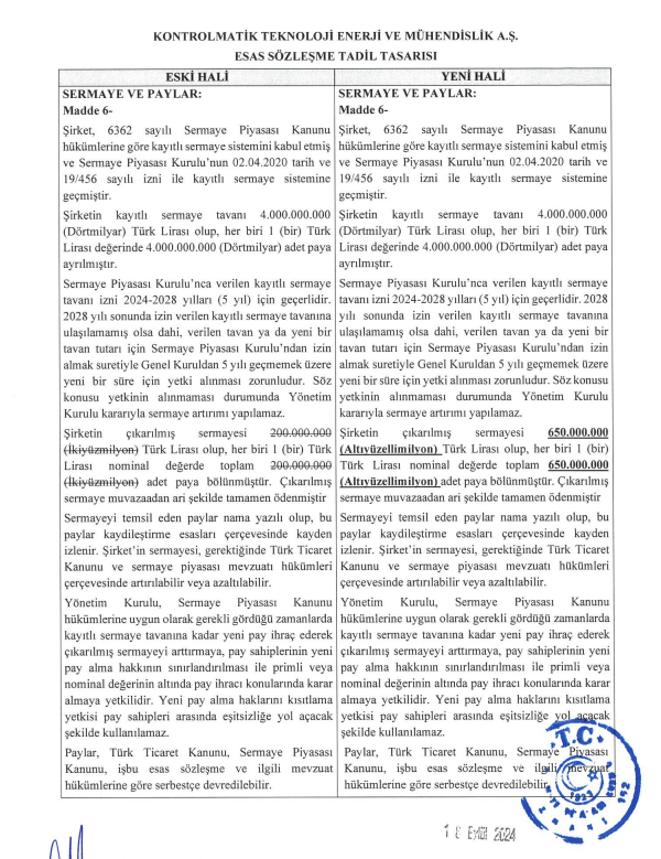 Kontrolmatik’ten (KONTR) sermaye artırımı açıklaması | Rota Borsa