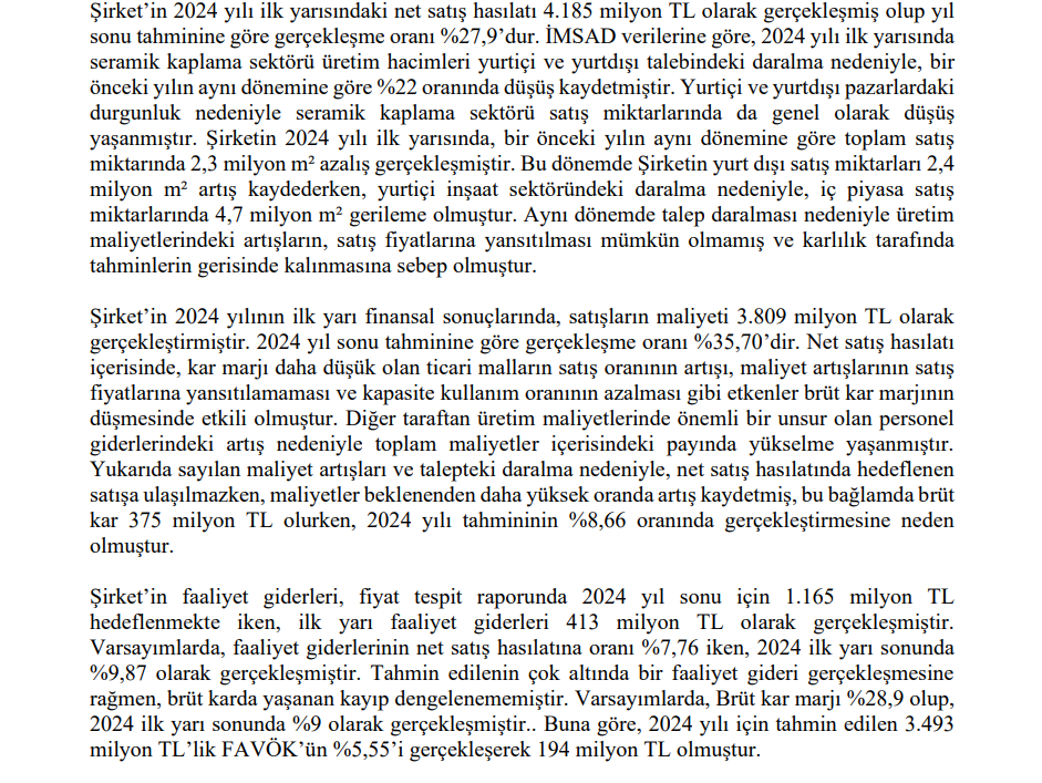 Bien Seramik (BIENY) tahmin edilen ve gerçekleşen bilanço rakamlarını açıkladı HABERLER, Gündemdekiler, Şirket Haberleri Rota Borsa