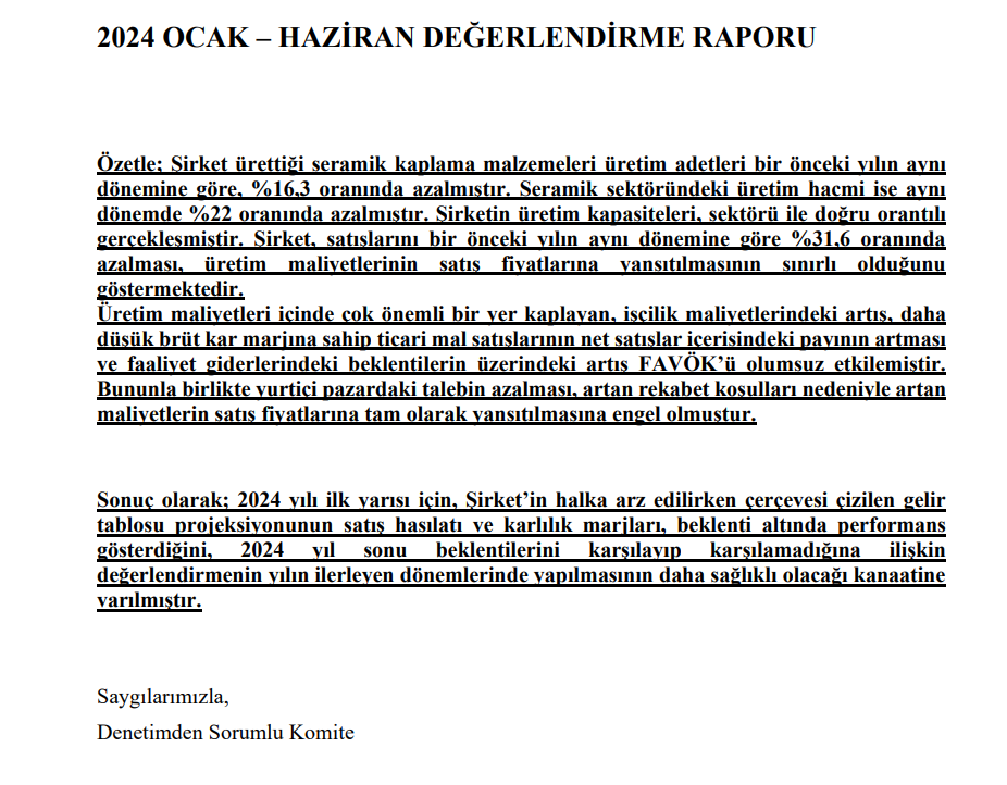 Bien Seramik (BIENY) tahmin edilen ve gerçekleşen bilanço rakamlarını açıkladı HABERLER, Gündemdekiler, Şirket Haberleri Rota Borsa