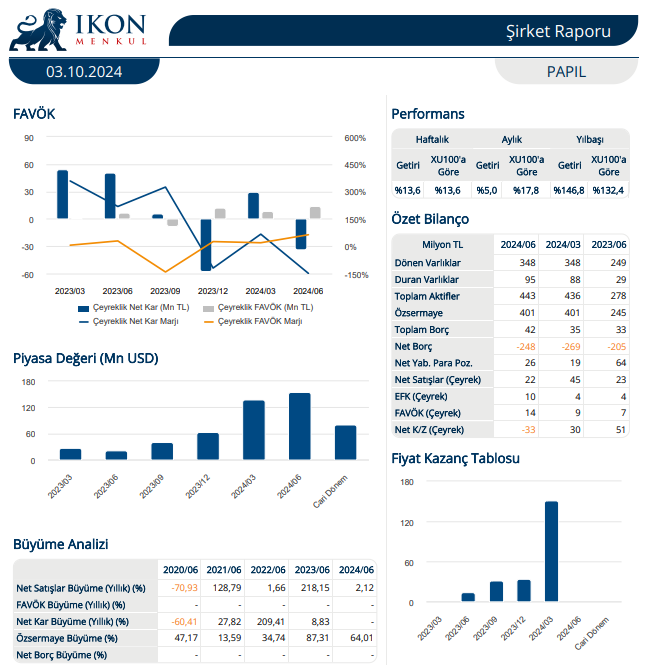 Papilon Savunma (PAPIL) 2024 2. çeyrek bilanço yorumu | Rota Borsa