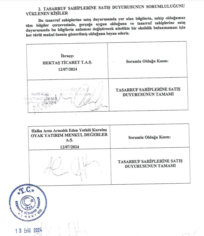 Hektaş'tan (HEKTS) satış duyurusu HABERLER, Gündemdekiler, Şirket Haberleri Rota Borsa