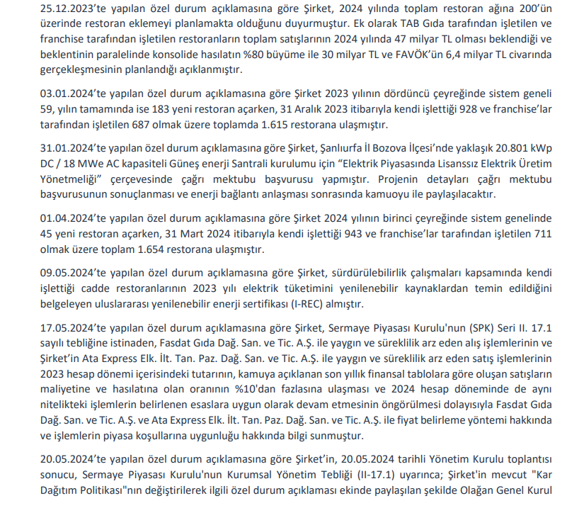 TAB Gıda (TABGD) hisse senedi fiyatı değerlendirmesi yayınlandı HABERLER, Gündemdekiler, Şirket Haberleri Rota Borsa