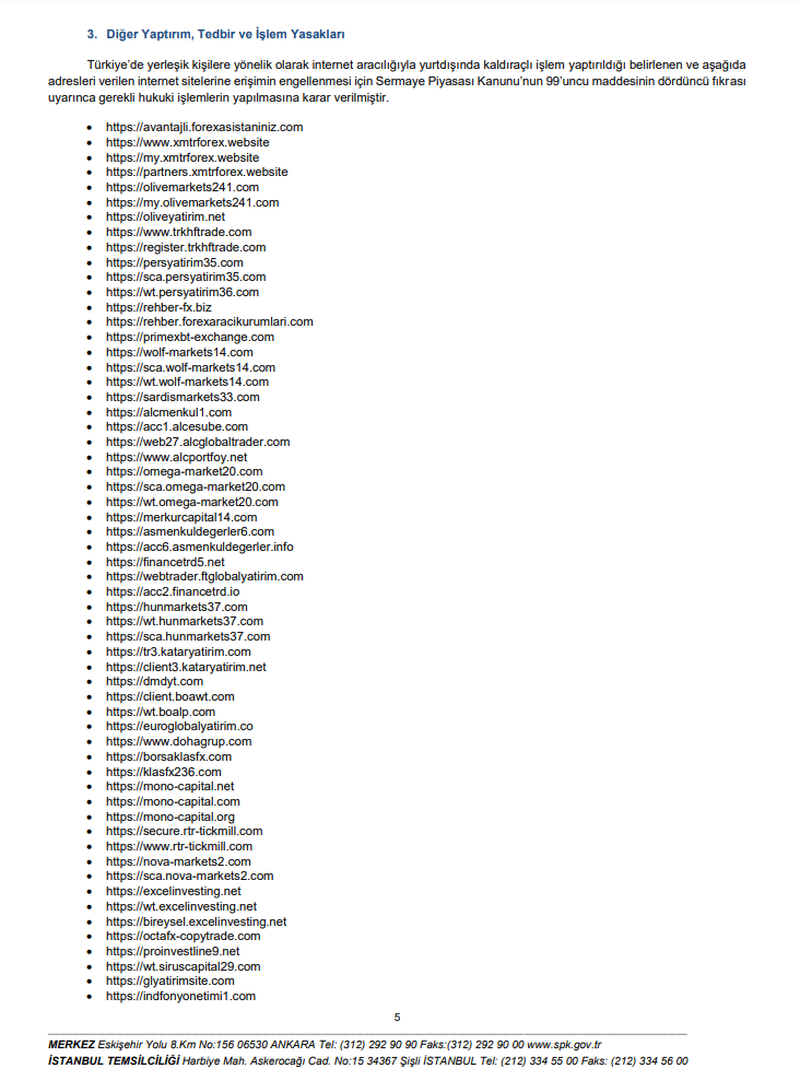 SPK’dan tam 77 internet sitesine erişim engeli kararı HABERLER, Gündemdekiler, Piyasa Haberleri Rota Borsa
