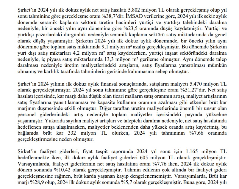 Bien Seramik (BIENY) tahmin edilen ve gerçekleşen bilanço rakamlarını açıkladı HABERLER, Gündemdekiler, Şirket Haberleri Rota Borsa