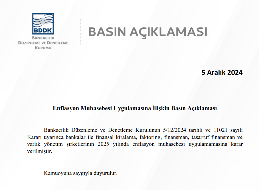 BDDK, Bankalar için enflasyon muhasebesi kararını açıkladı HABERLER, Ekonomi Haberleri, Gündemdekiler, Piyasa Haberleri Rota Borsa