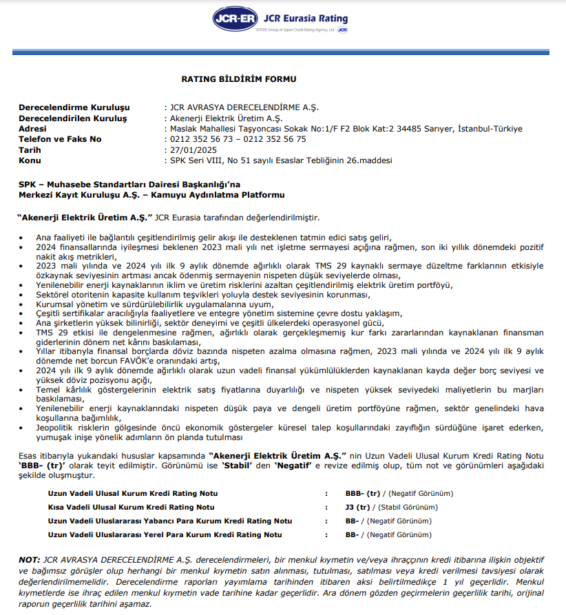 Akenerji (AKENR) kredi derecelendirme notu açıklandı HABERLER, Gündemdekiler, Şirket Haberleri Rota Borsa