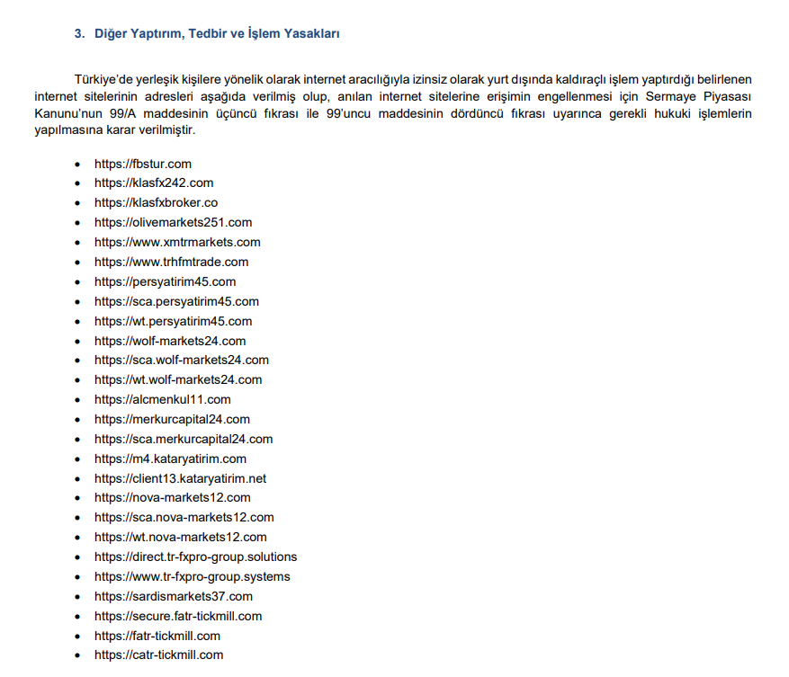 SPK’dan 26 internet sitesine erişim engeli kararı | Rota Borsa SPK’dan 26 internet sitesine erişim engeli kararı | Rota Borsa