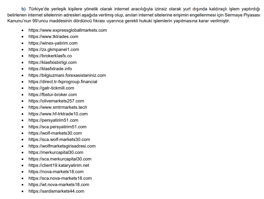 SPK’dan 26 internet sitesine erişim engeli kararı | Rota Borsa