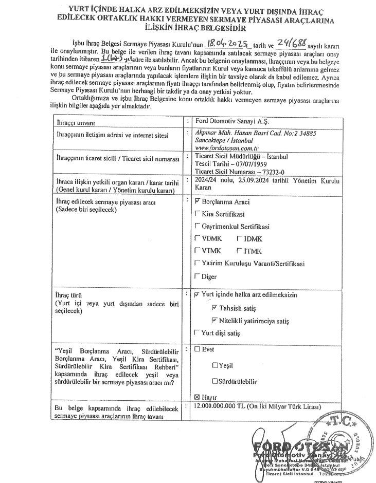 FROTO borçlanma belge görseli