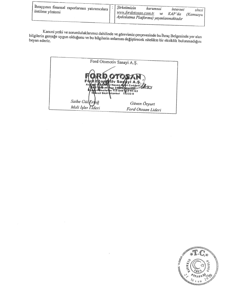 Ford Otomotiv finansal belge görseli