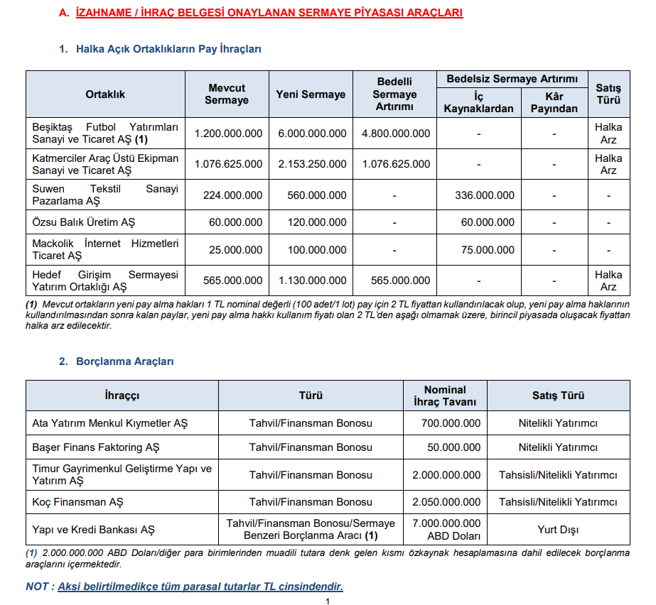 SPK’dan 3 bedelli, 3 bedelsiz sermaye artırımı onayı! Bir borsa şirketine ceza kararı | Rota Borsa
