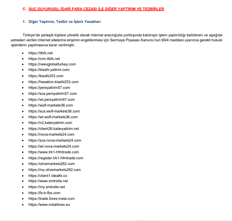 SPK’dan 27 internet sitesine erişim engeli kararı | Rota Borsa SPK’dan 27 internet sitesine erişim engeli kararı | Rota Borsa