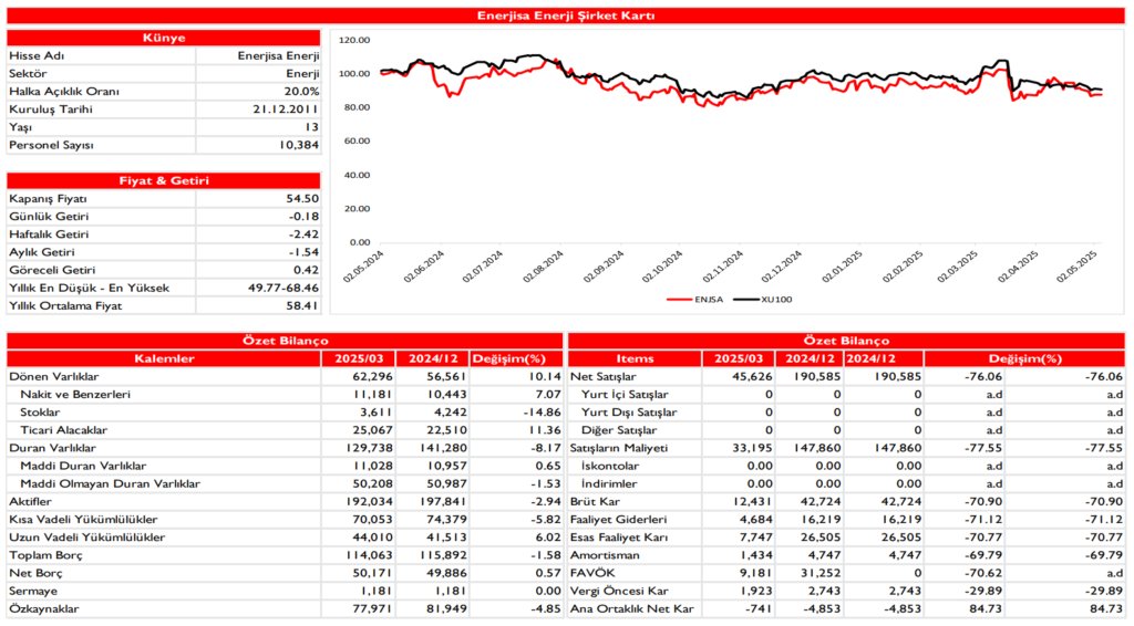 Enerjisa (ENJSA) 2025 1. çeyrek bilanço yorumu | Rota Borsa