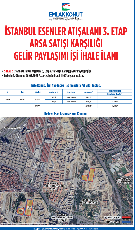 Emlak Konut GYO’dan (EKGYO) ihale açıklaması HABERLER, Gündemdekiler, Şirket Haberleri Rota Borsa