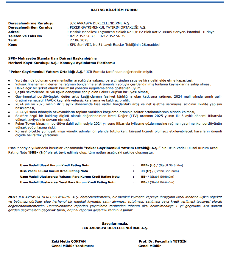 PEKGY kredi raporu grafiği