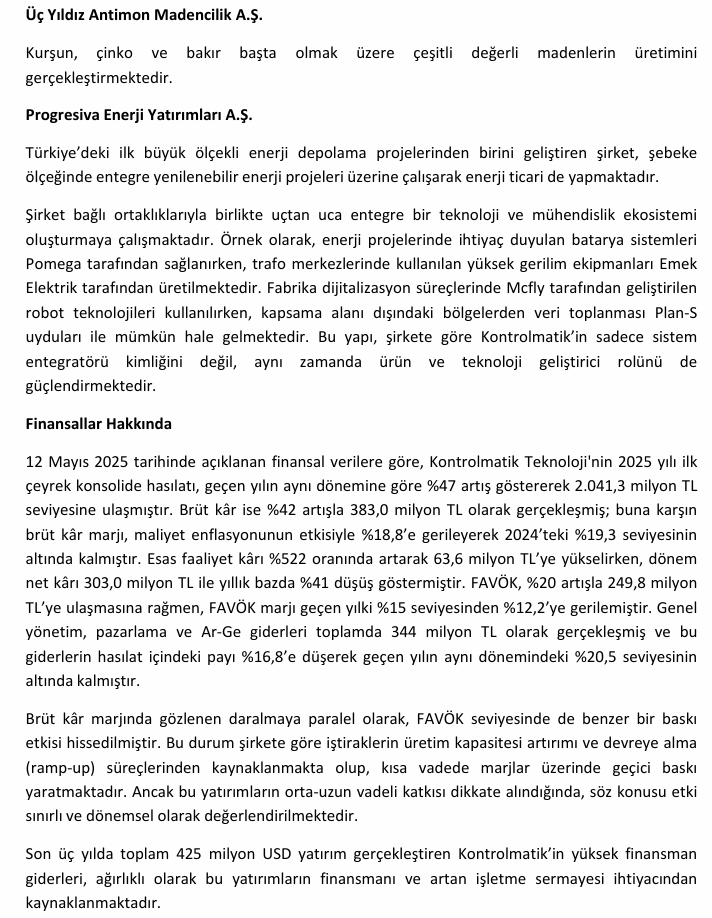 Kontrolmatik (KONTR) için 2025 yılı beklentileri yayınlandı | Rota Borsa