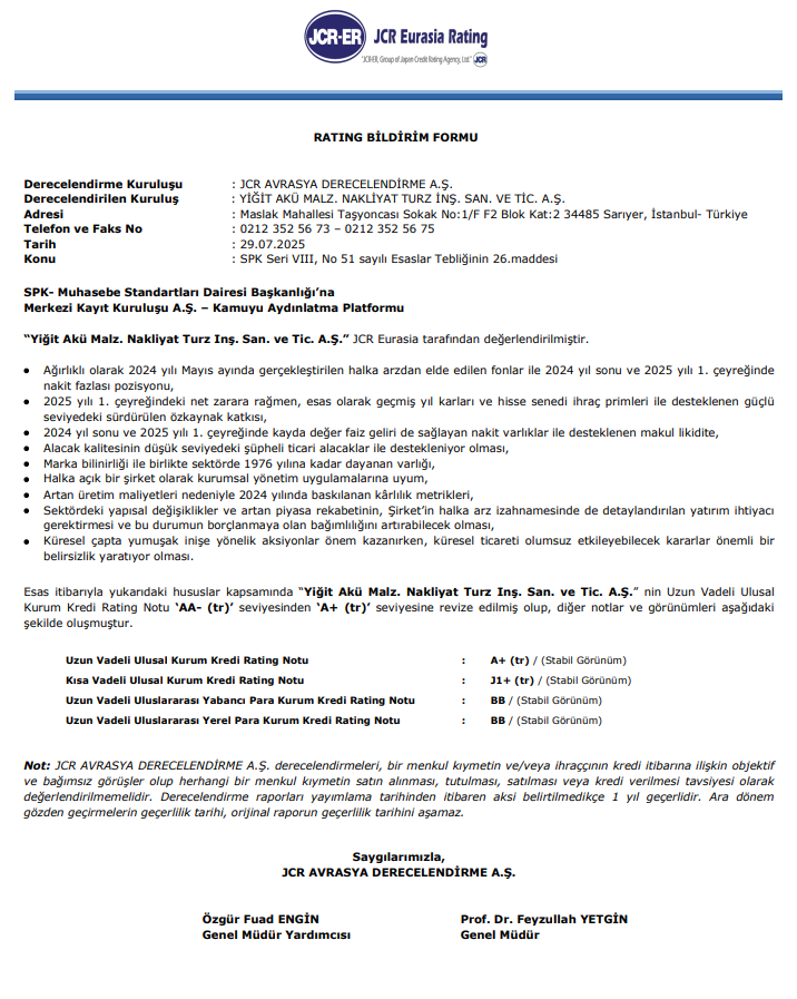 YIGIT kredi değerlendirme raporu