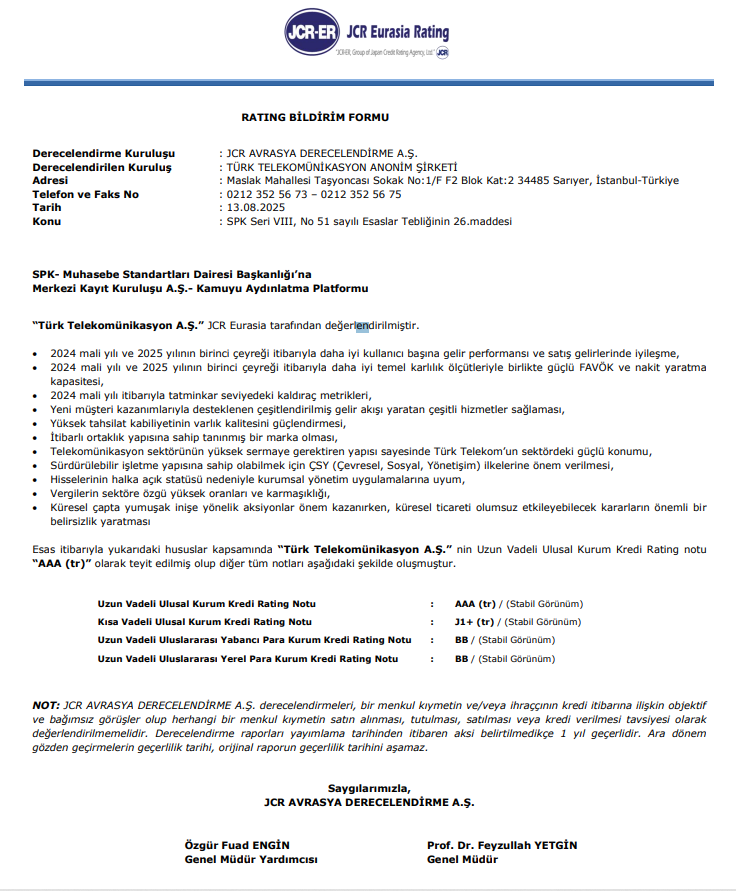 Türk Telekom (TTKOM) kredi derecelendirme notu açıklandı | Rota Borsa