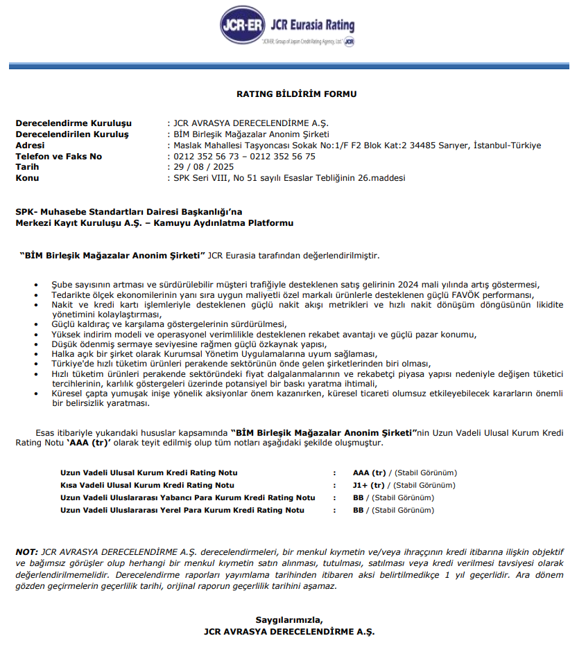 BIM Kredi Notu Raporu