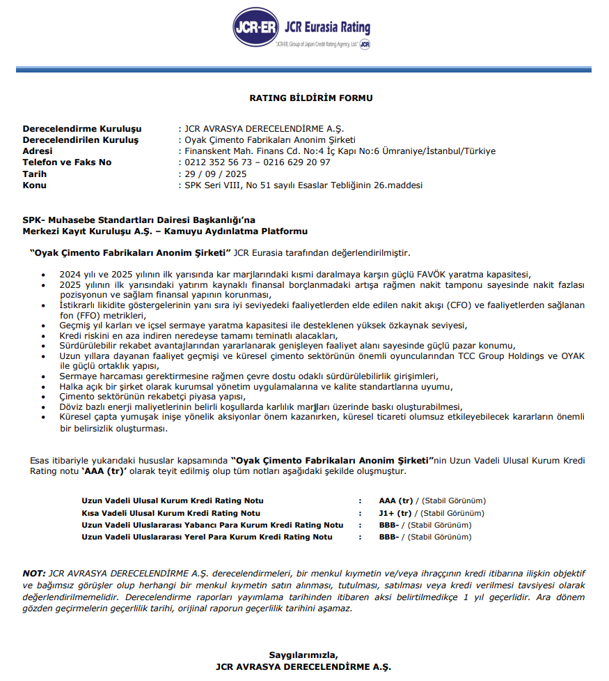 OYAK Çimento (OYAKC) hisse son dakika haberleri | Rota Borsa OYAK Çimento (OYAKC) hisse son dakika haberleri | Rota Borsa