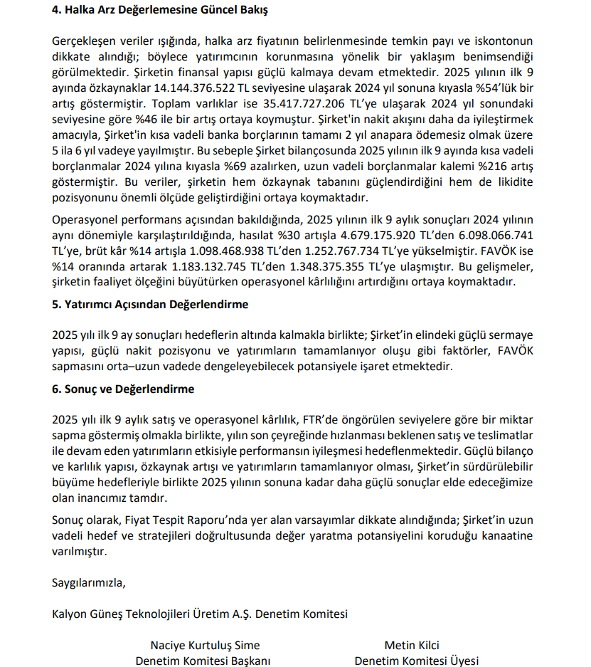 Kalyon PV (KLYPV) tahmin edilen ve gerçekleşen bilanço rakamlarını açıkladı | Rota Borsa