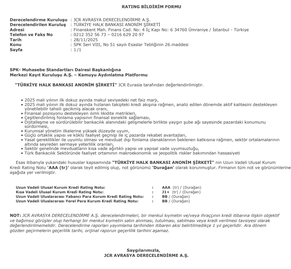 Halkbank (HALKB) kredi derecelendirme notu açıklandı | Rota Borsa Halkbank (HALKB) kredi derecelendirme notu açıklandı | Rota Borsa