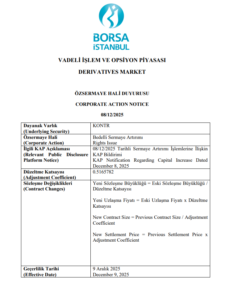 Borsa İstanbul'dan Kontrolmatik (KONTR) duyurusu | Rota Borsa