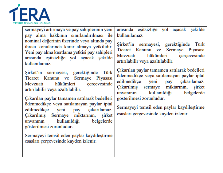 Tera Yatırım Teknoloji Holding’den (TEHOL) bedelli sermaye artırımı açıklaması | Rota Borsa
