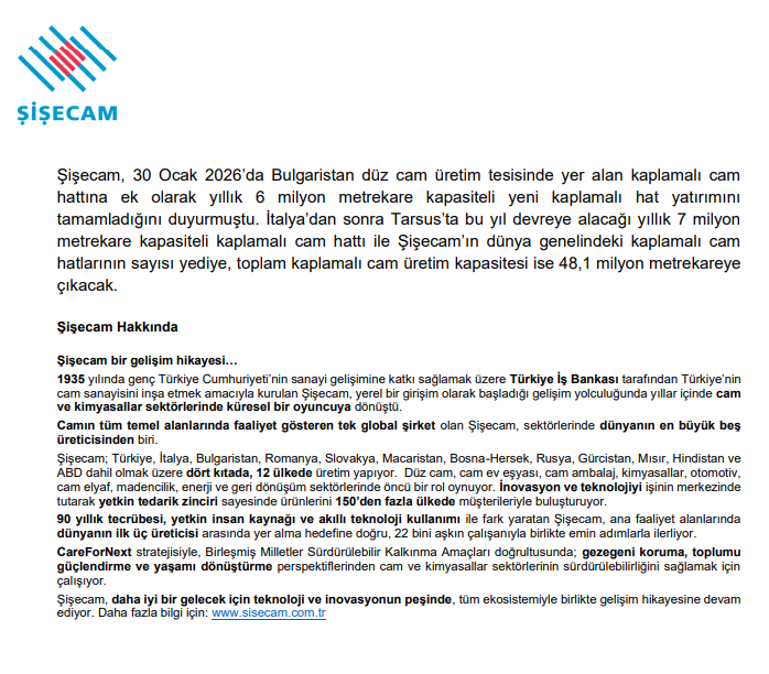 Şişecam (SISE) dev yatırımı tamamladı | Rota Borsa Şişecam (SISE) dev yatırımı tamamladı | Rota Borsa